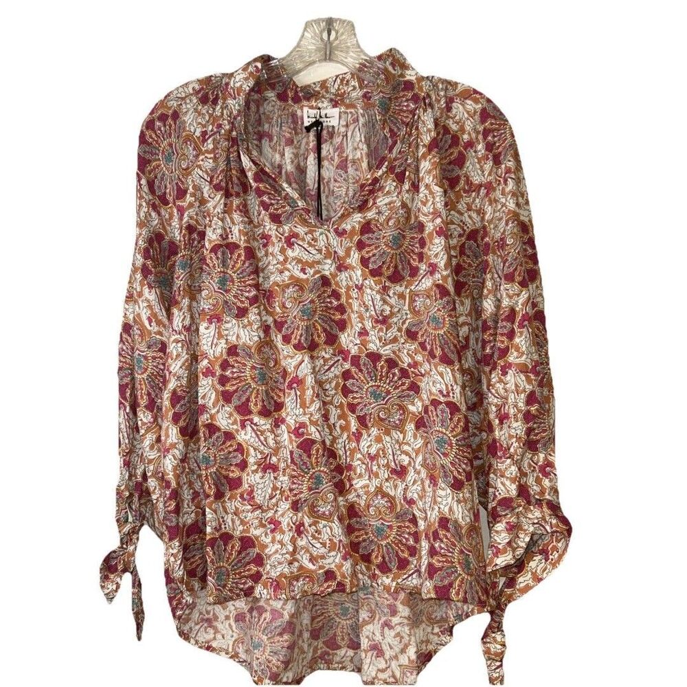 Nicole Miller Top size Small multicolor boho print rayon New